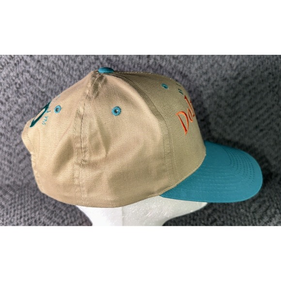 Vintage 90s Drew Pearson NFL Miami‎ Dolphins Snapback Hat Tan EUC VHTF - Picture 2 of 7